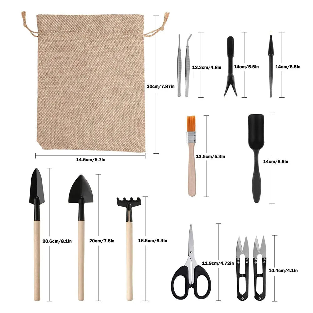 Kit 13 Peças Completo de Ferramentas para Jardinagem e Suculentas